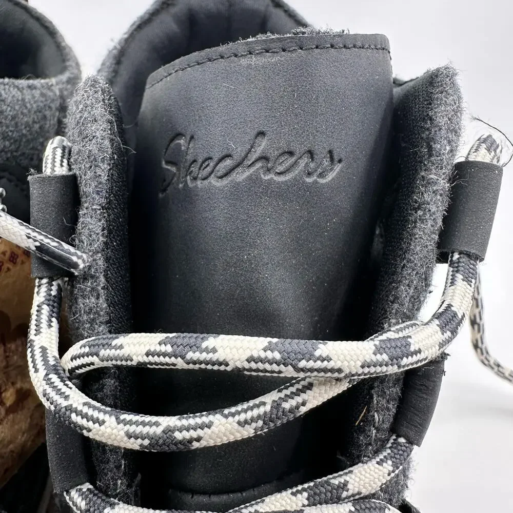 Skechers Womens SZ 9 Jagged Pond Moodspace Boot Sneakers Lace Up Rain/Snow Black